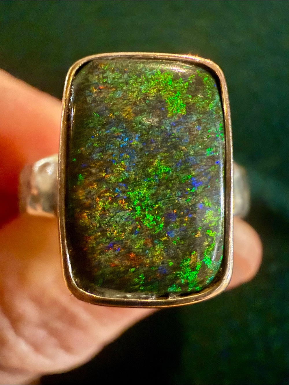 Black Opal sterling silver ring